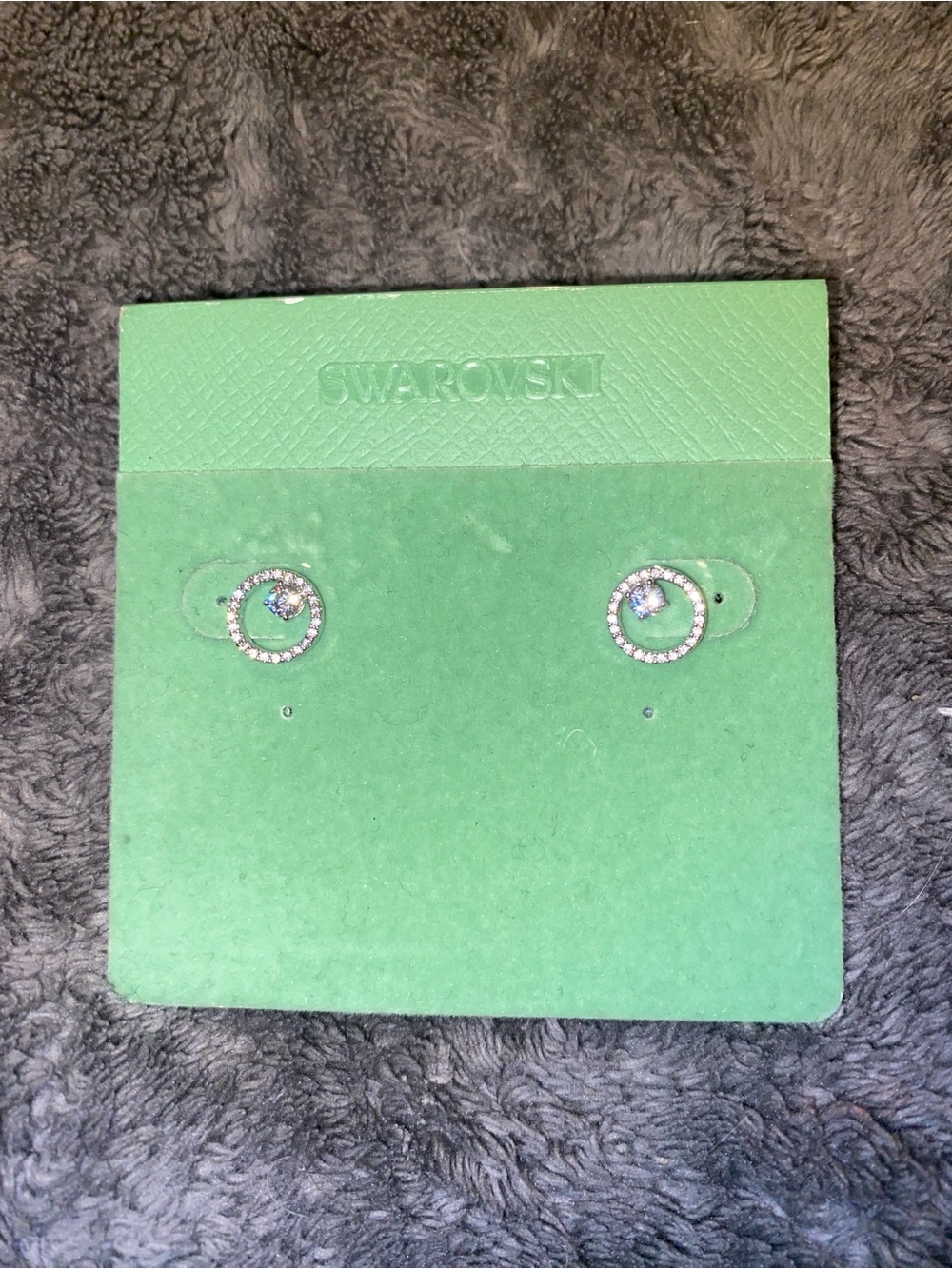 Swarovski Crystal Silver Circle Crystal Clear Stud Earrings $99 - Picture 3 of 4